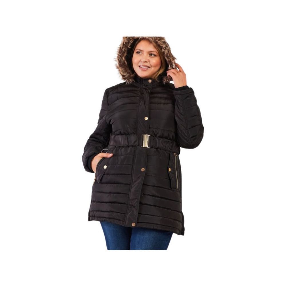Black Puffer jacket with faux fur hood
